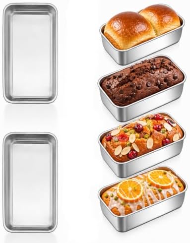 P&P CHEF Stainless Steel Mini Bread Loaf Pans, 6.3 x 3.5 Inch