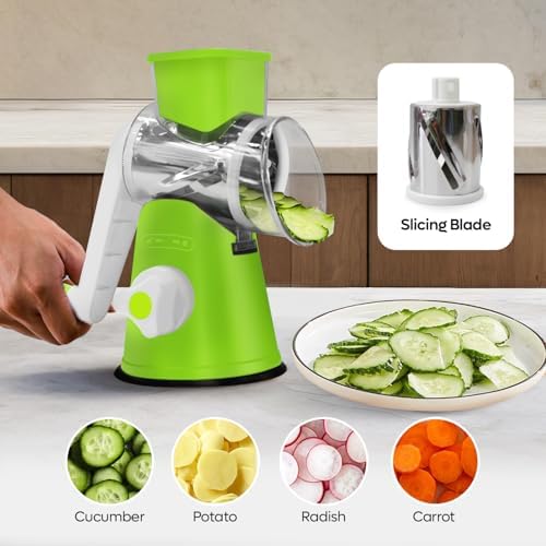 3-in-1 Rotary Cheese Grater with Suction Base