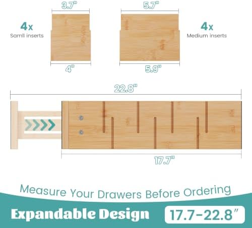 Deep Drawer Dividers 17.7-22.8IN, Bamboo Drawer Dividers 4 Pack