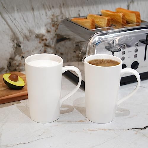 20 OZ Simple Pure White Mug (Set of 2) Plain Large Tall White Ceramic