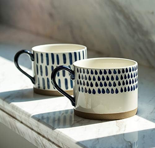 Koja Colorful Hand Painted Ceramic Mugs, 16 oz, Set of 4, Dishwasher