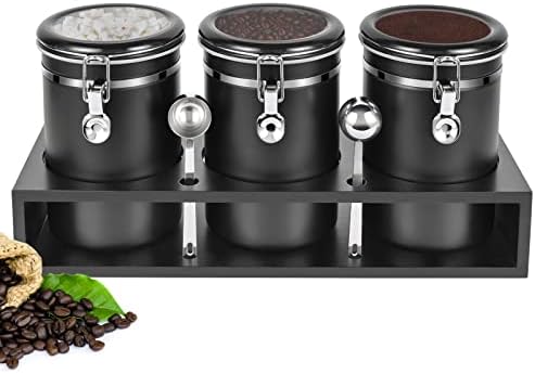 3×63OZ Stainless Steel Coffee Container with Shelf and Scoop for