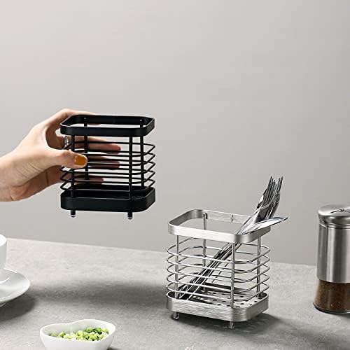 Utensil Holder, Stainless Steel Sink Drying Rack, Silverware Cutlery