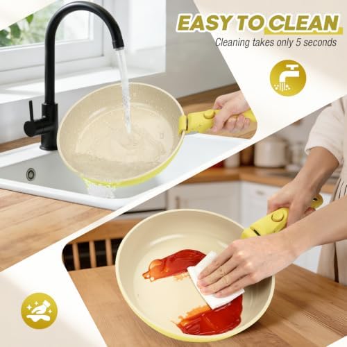 21 Pcs pots and Pans Set, Ceramic Nonstick Cookware Set Detachable