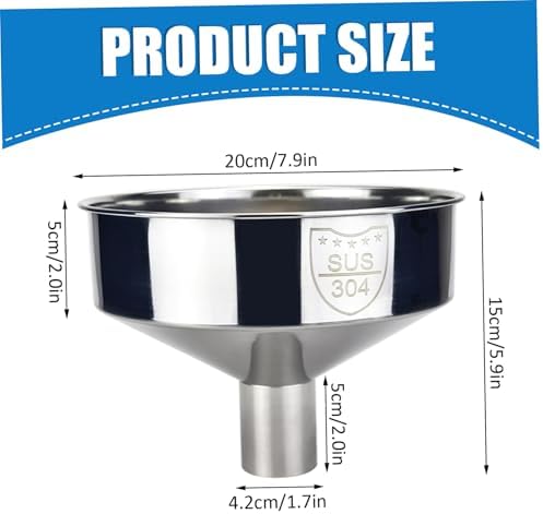 Large Mouth Funnel, 8-Inch Wide Stainless Steel Funnel for Kitchen