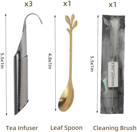 CEYAZYE 3PCS Stainless Steel Tea Infuser Set for Loose Leaf Tea
