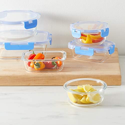 Amazon Basics Set of 7 Glass Food Storage Containers, Clear