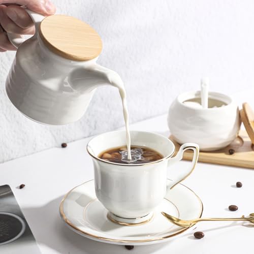 Ceramic Sugar and Creamer Set,12oz Cream Pitcher&7.5oz Sugar Bowl with