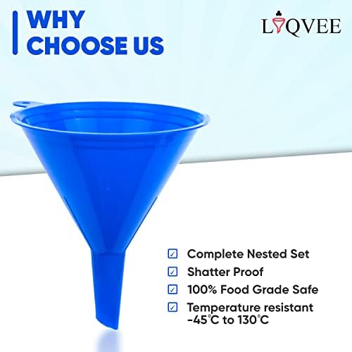LIQVEETM Funnel 4-Pack Funnels for Kitchen Use Filling Bottles