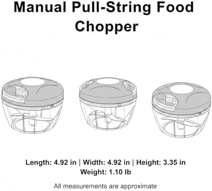 Manual Pull-String Food Chopper for Garlic, Onions & Herbs - Compact