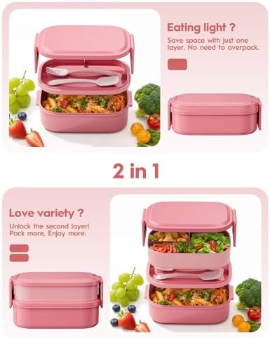 BiuLeon Bento Box Adult Lunch Box, 65 Oz Capacity Lunch
