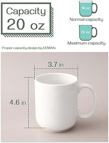 DOWAN Large Coffee Mug, 20 oz Ceramic White Coffee Mugs Set of 6