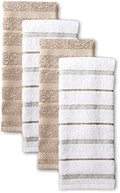 KitchenAid Albany Kitchen Towel 4-Pack Set, Milkshake Tan/White