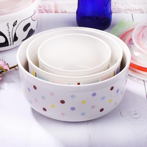 3-Piece Ceramic Food Storage Container Set with Lids, Meal Prep Bowls