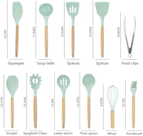 19-Piece Cooking Utensils Set, Green