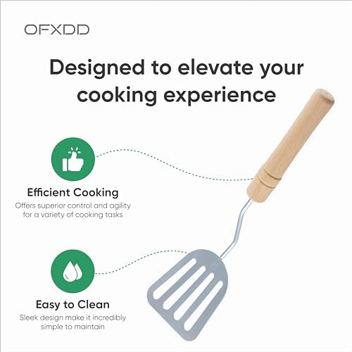 Stainless Steel Slotted Spatula - Kitchen Metal Turner for Cooking
