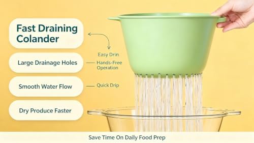 2-Pack Collapsible Colanders with Self-Draining Base, Over Sink-edge