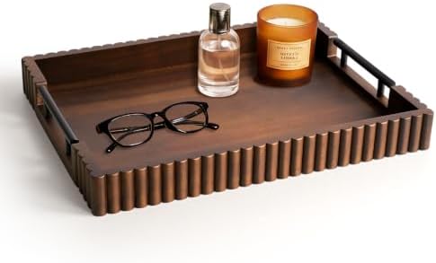 Serving Tray for Coffee Table Decor, 16.7" Decorative Ottoman Tray