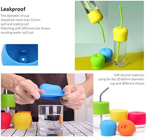 Silicone Sippy Straw Cup Lids, 5 Pack