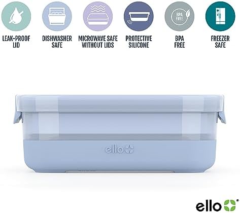 Ello 3.7 Cup Plastic Meal Prep Containers, Elderberry