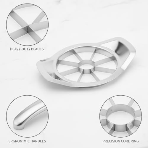 Quick One-Press Apple Slicer and Corer, Stainless Steel Wedge Cutter