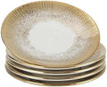 Akita Series 9.7-Inch Round Platter Set of 4, Gold Starburst Design