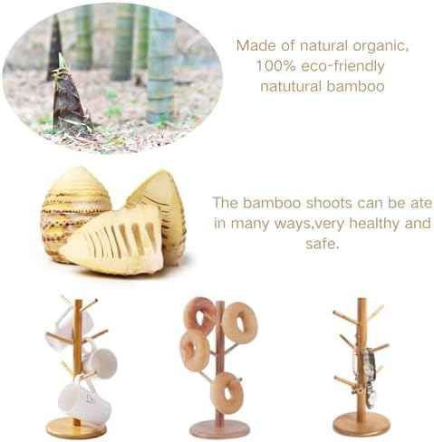 Mug Holder Tree, Coffee Cup Holder, Bamboo Mug Tree for Counter