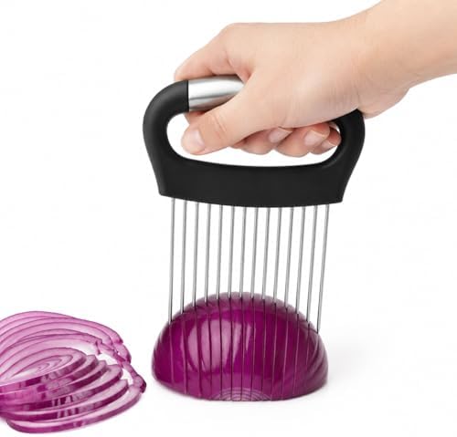 304 Stainless Steel Onion Holder Slicer, Food Slicing Assistant Tool