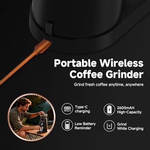 AAOBOSI Cordless Burr Coffee Grinder, 60 Settings