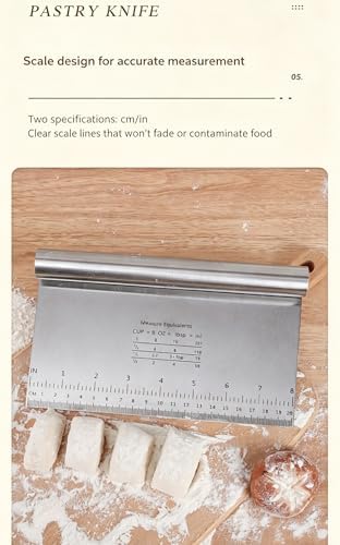 2PCS Stainless Steel Dough Scraper Bench Scraper with Measurement