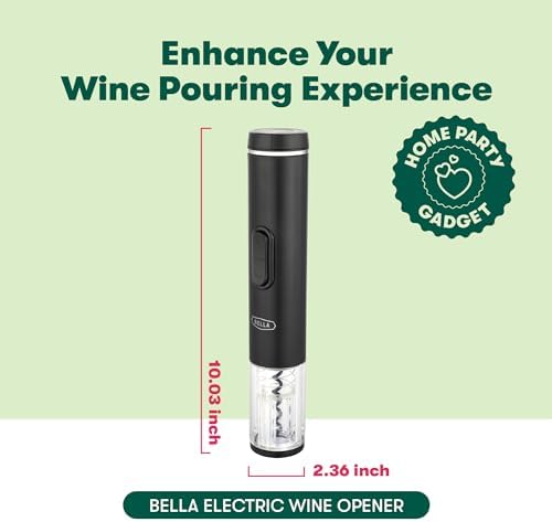 bella Electric Wine Opener, Automatic Bottle Opener, Black