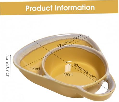 1Pcs Soup and Sandwich Bowls Combo Ceramic Fan Shape Heat Resistant