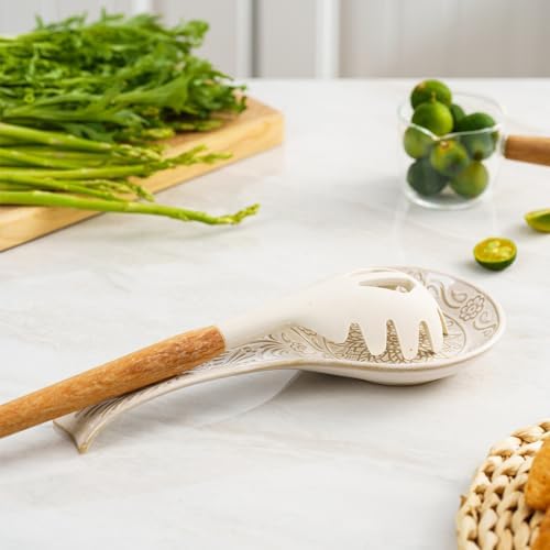 Ceramic Spoon Rest, 9 Inches Large Spoon Holder for Kitchen Counter