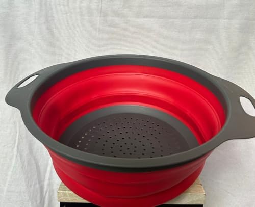 Collapsible Round Silicone Colander Set of 3, BPA-Free Nesting Kitchen