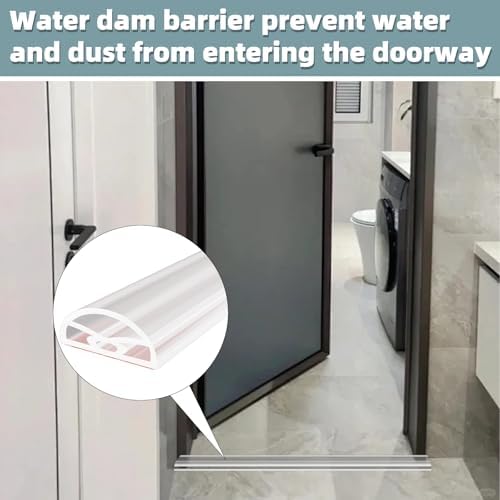 39" Transparent Shower Threshold Water Dam Barrier,Dry & Wet