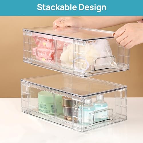 Vtopmart 6 Pack Stackable Storage Drawers,Clear Acrylic Drawer