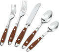 20pcs Silverware Set, Stainless Steel with Riveted Handle (Brown)