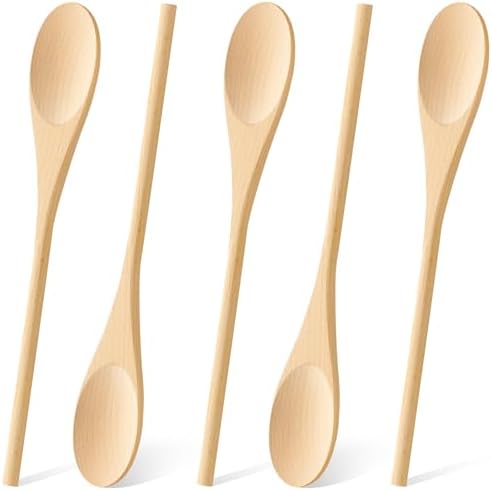 MORGLES 5 Pcs Wooden Spoons for Cooking, 12 Inches Long Handle Spoons