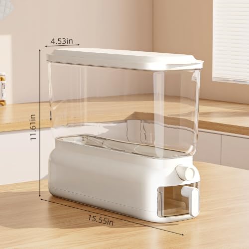JOYZAN Slim Rice Dispenser 11Lbs Clear Airtight Rice Storage