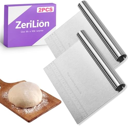 2 Pack Stainless Steel Dough Cutter Scraper Set - Bench Scraper &