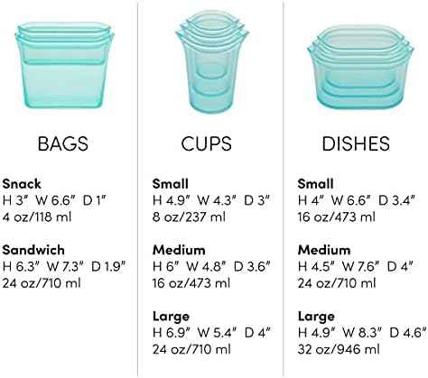 Zip Top Reusable Food Storage Containers Full Set of 8 Teal – Platinum