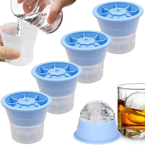 Large Ice Ball Maker Mold, 4 Pack 2.5" Round Ice Cube Mold, Stackable
