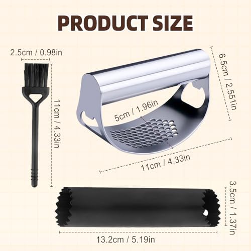 Stainless Steel Garlic Press with Peeler and Brush (1)