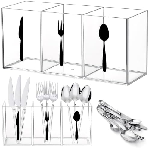 Suzile Clear Acrylic Utensil Holder, 3 Section