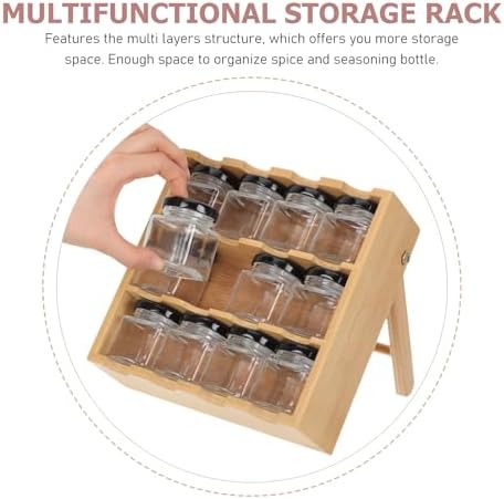 CALLARON 3-Tier Drawer Spice Rack Wooden Drawer Spice Organizer with
