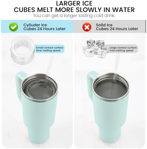 Large Silicone Ice Cube Tray for 20-30-40 oz Tumbler Cup, Slow Melting