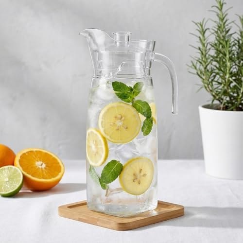 Elsjoy 2 Pack 42 oz Plastic Pitcher with Lid, Clear Acrylic Water