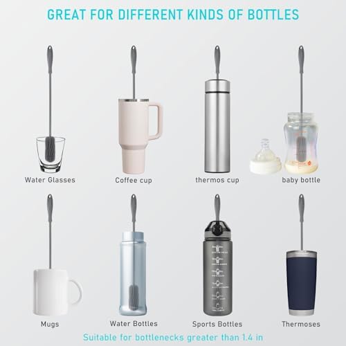 15.7" Silicone Bottle Brush, ddLUCK Water Bottle Cleaner Brush for