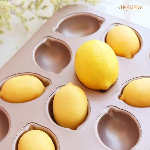 CHEFMADE Muffin Cake pan, 12-Cavity Non-Stick Lemon-Shaped Bakeware