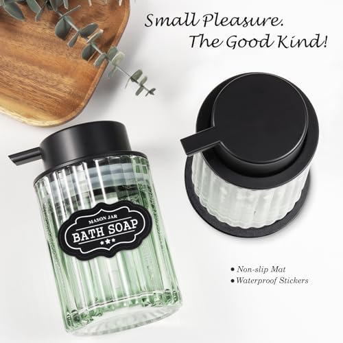 Amolliar Foaming Soap Dispenser, Green Glass Foam Soap Dispenser